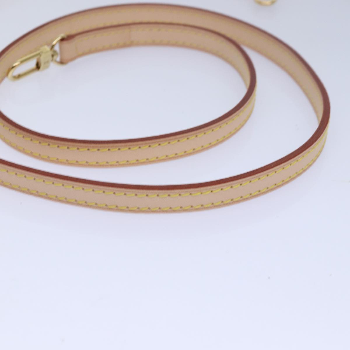 LOUIS VUITTON Shoulder Strap Leather 45.3"" Beige LV Auth ar11961