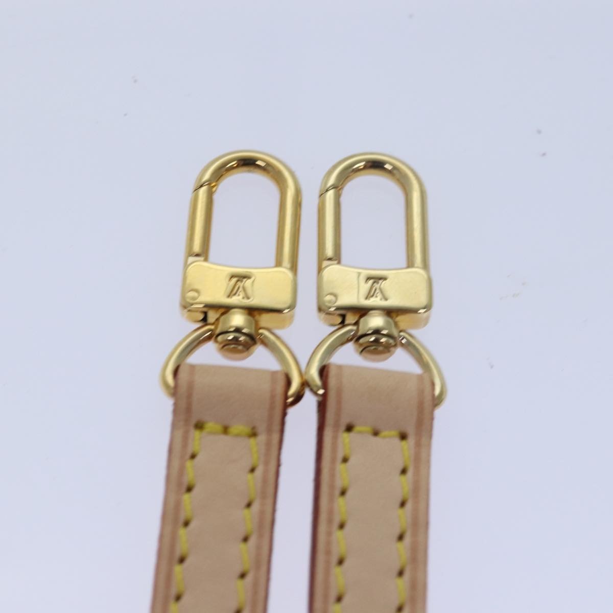 LOUIS VUITTON Shoulder Strap Leather 45.3"" Beige LV Auth ar11961