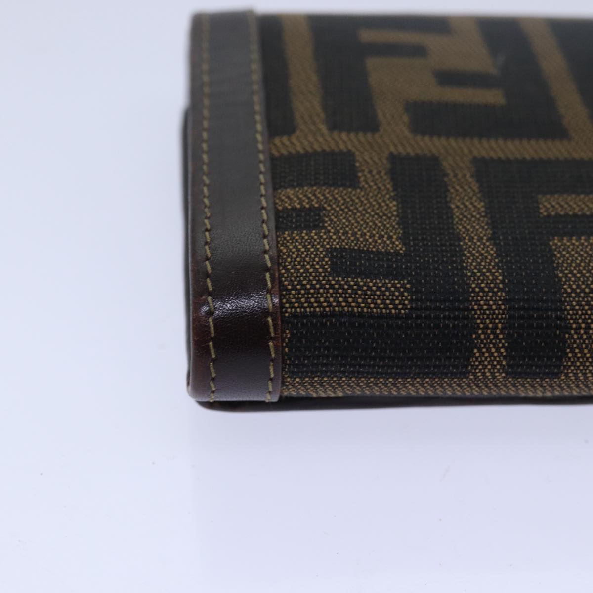 FENDI Zucca Canvas Wallet Black Brown Auth ar11965