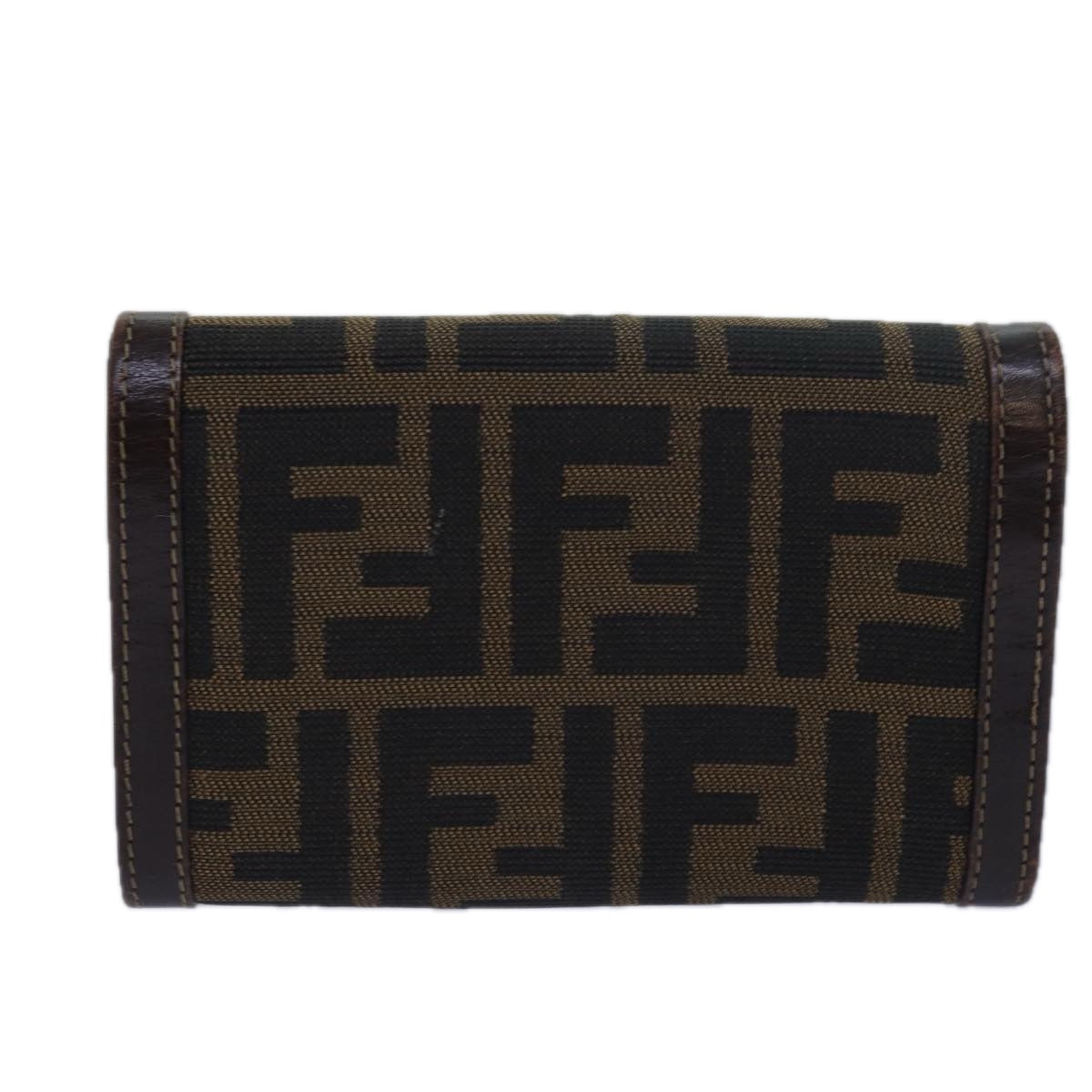 FENDI Zucca Canvas Wallet Black Brown Auth ar11965 - 0