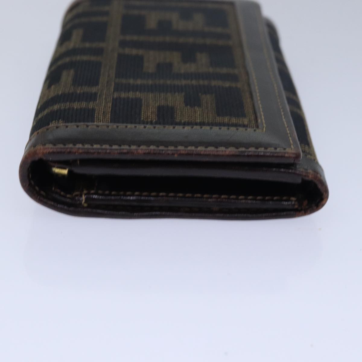 FENDI Zucca Canvas Wallet Black Brown Auth ar11965