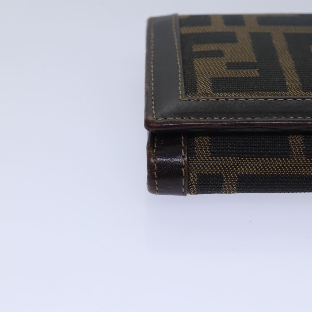 FENDI Zucca Canvas Wallet Black Brown Auth ar11965