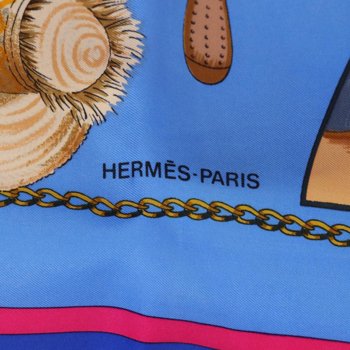 HERMES Carre 90 Scarf CHASSES EXOTIQUES Silk Blue Auth ar11972