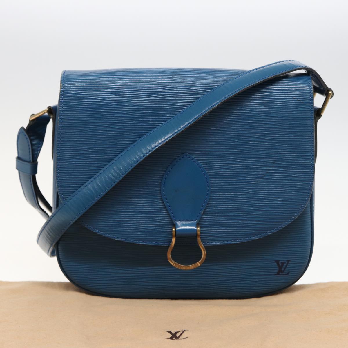 LOUIS VUITTON Epi Saint Cloud GM Shoulder Bag Toledo Blue M52195 LV Auth ar11991