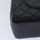 CHANEL Matelasse 30 Turn Lock Chain Bag Caviar Skin Black CC Auth ar11992AV-16