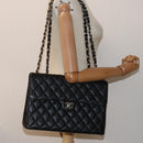 CHANEL Matelasse 30 Turn Lock Chain Bag Caviar Skin Black CC Auth ar11992AV-26