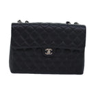 CHANEL Matelasse 30 Turn Lock Chain Bag Caviar Skin Black CC Auth ar11992AV-13
