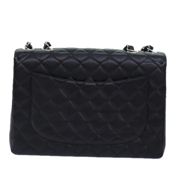 CHANEL Matelasse 30 Turn Lock Chain Bag Caviar Skin Black CC Auth ar11992AV