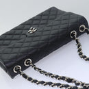 CHANEL Matelasse 30 Turn Lock Chain Bag Caviar Skin Black CC Auth ar11992AV-6