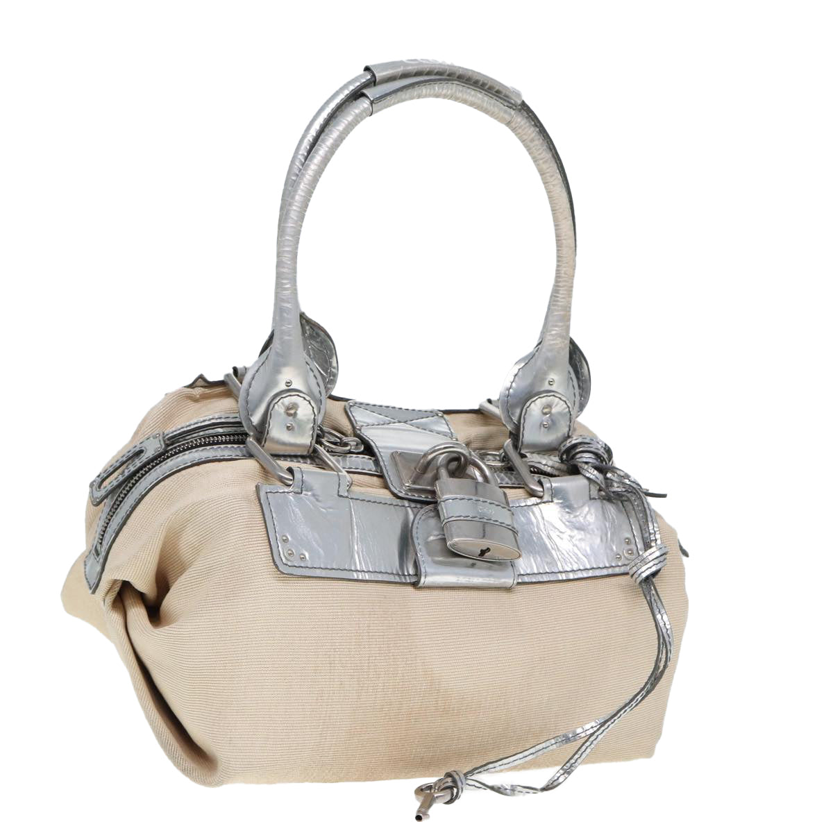 Chloe Paddington Shoulder Bag Straw Beige Auth ar11993