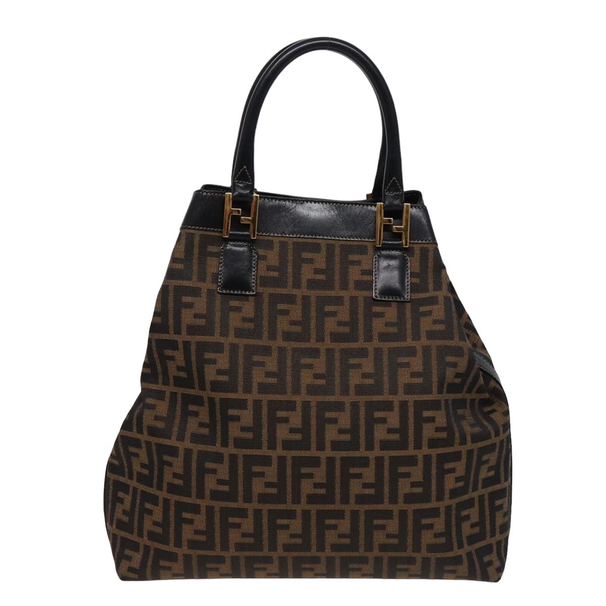 FENDI Zucca Canvas Hand Bag 2way Brown Black Auth ar11997