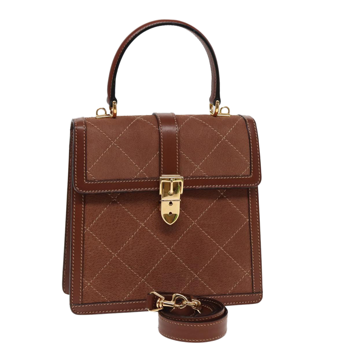 GUCCI Hand Bag Leather 2way Brown Auth ar12027