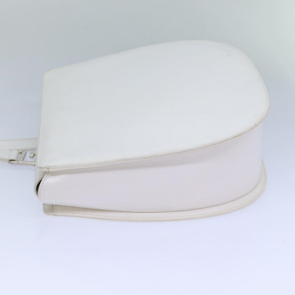 GUCCI Body Bag Leather White Auth ar12042