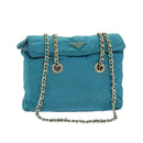 PRADA Chain Shoulder Bag Nylon Blue Auth ar12043-1
