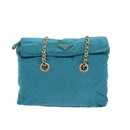 PRADA Chain Shoulder Bag Nylon Blue Auth ar12043-13