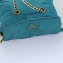 PRADA Chain Shoulder Bag Nylon Blue Auth ar12043-6
