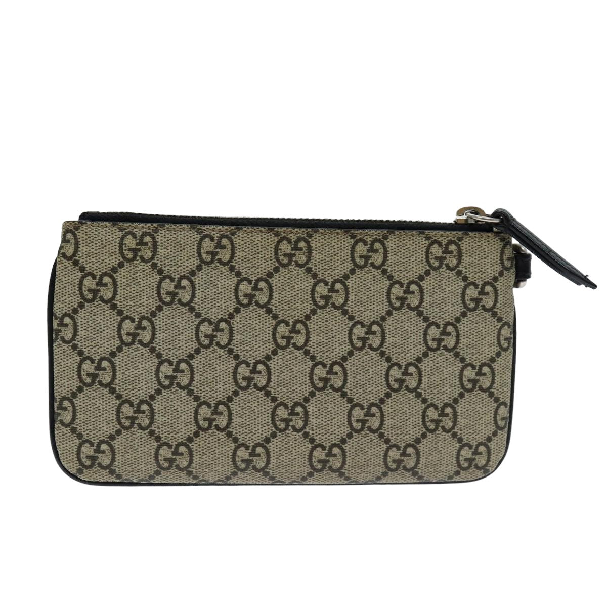 GUCCI GG Supreme Pouch PVC Leather Beige 522866 Auth ar12057