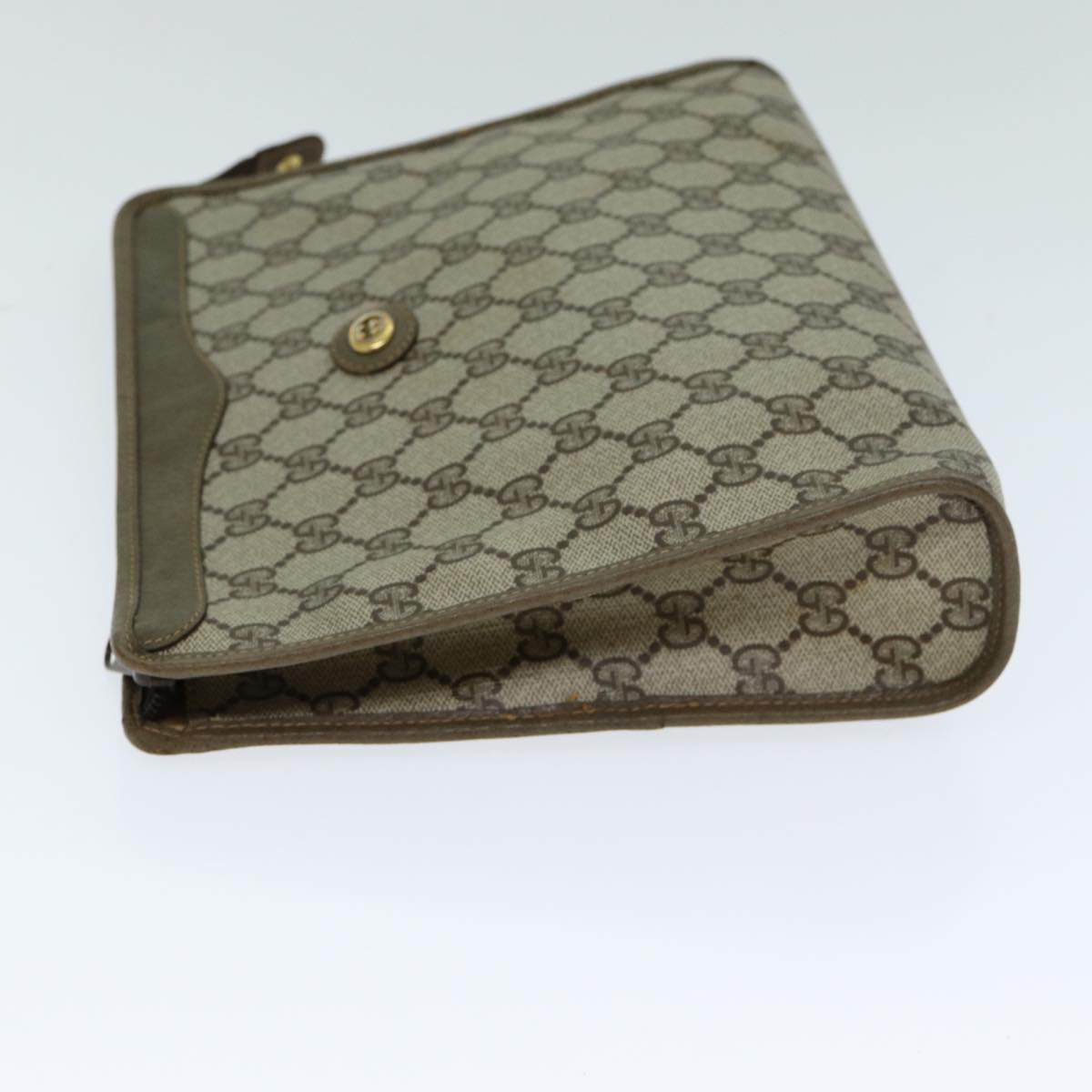 GUCCI GG Canvas Clutch Bag PVC Leather Beige Auth ar12060