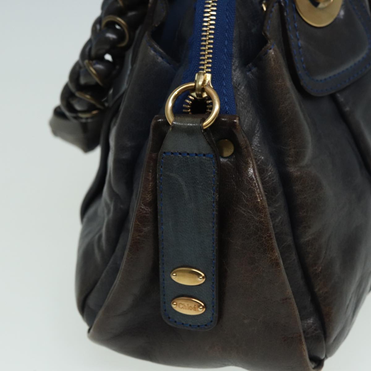 Chloe Hand Bag Leather Navy Auth ar12061