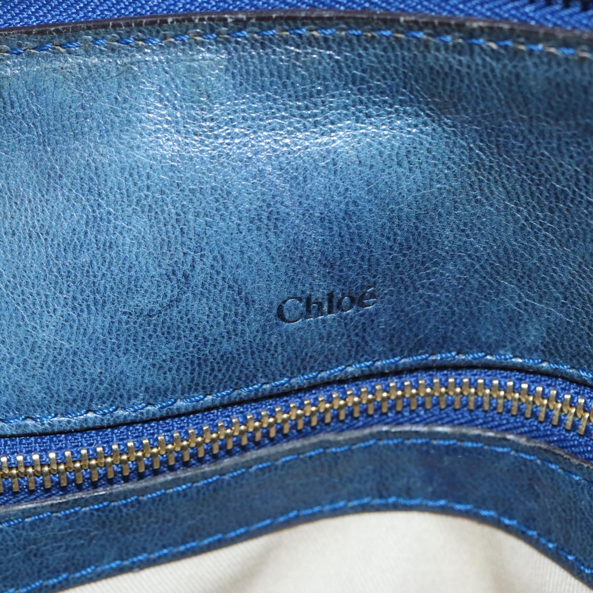 Chloe Hand Bag Leather Navy Auth ar12061