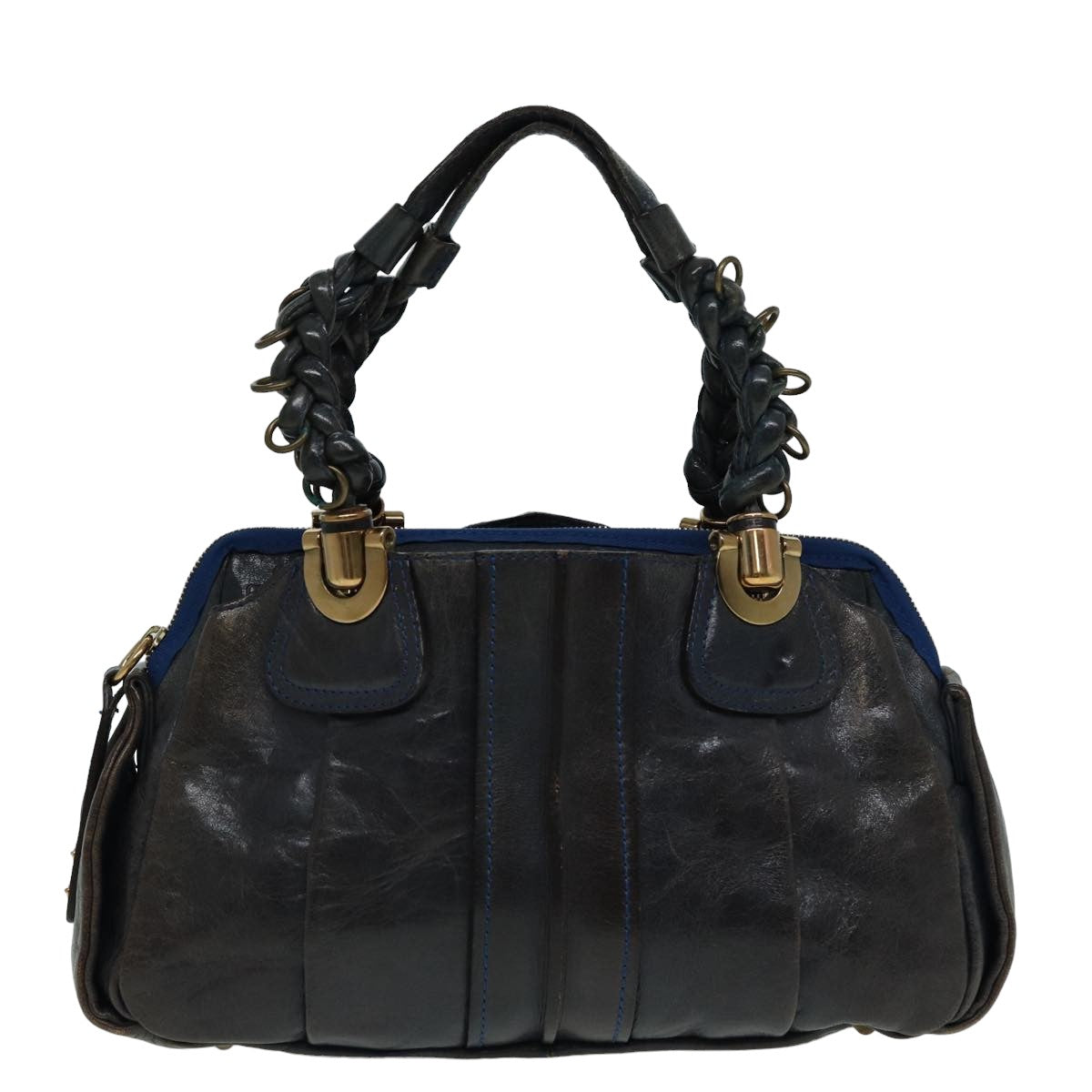 Chloe Hand Bag Leather Navy Auth ar12061