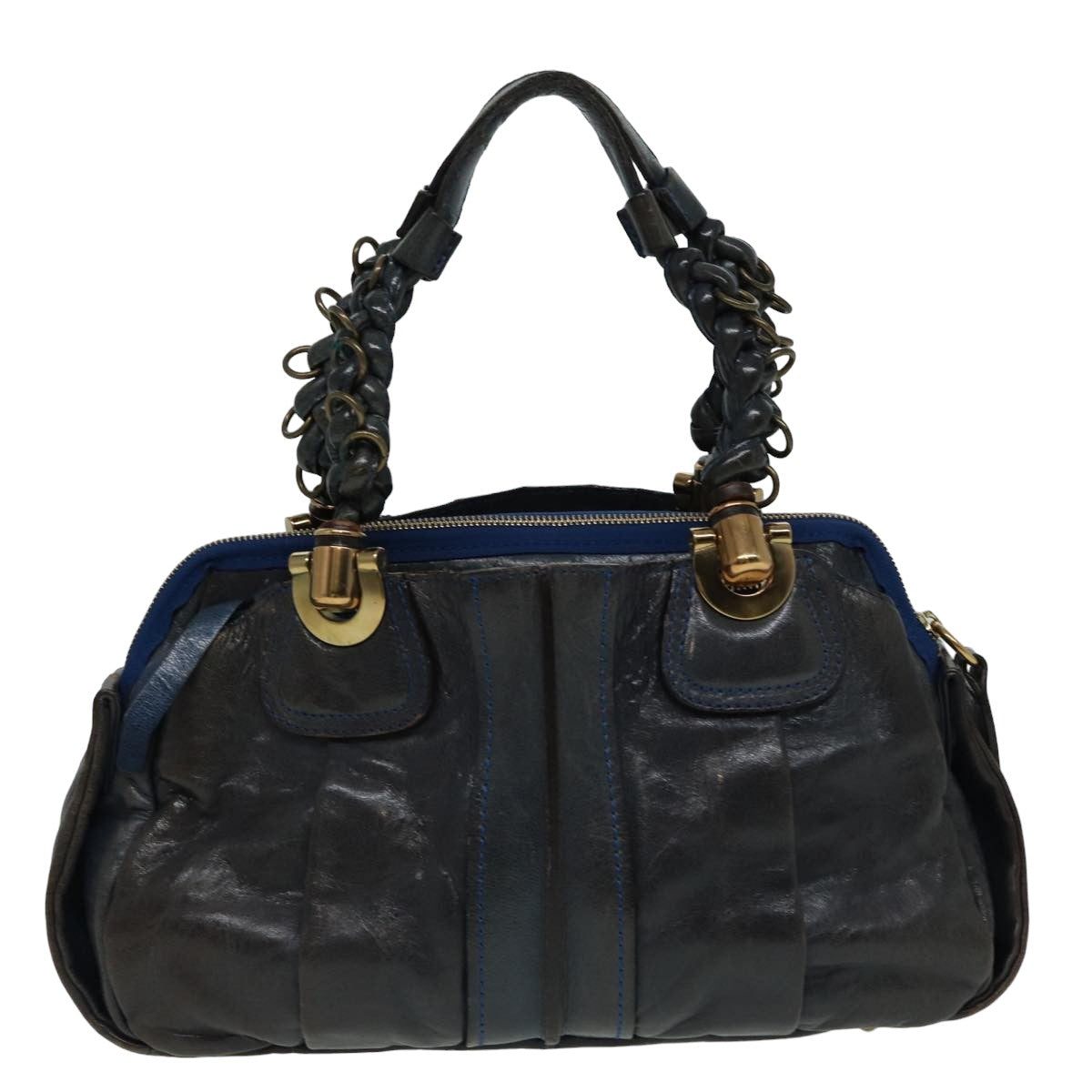 Chloe Hand Bag Leather Navy Auth ar12061 - 0