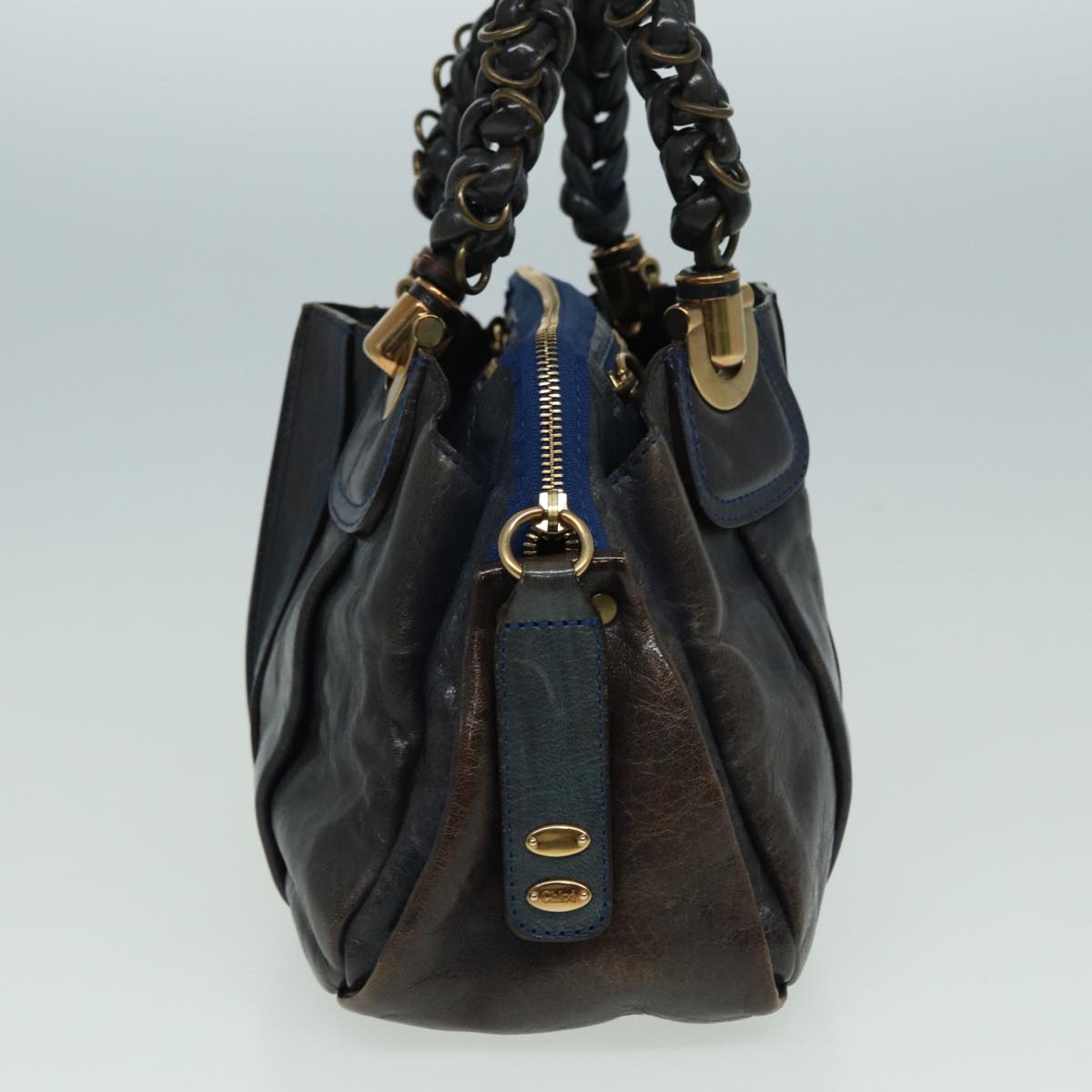 Chloe Hand Bag Leather Navy Auth ar12061