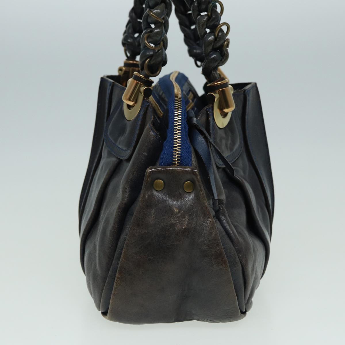 Chloe Hand Bag Leather Navy Auth ar12061