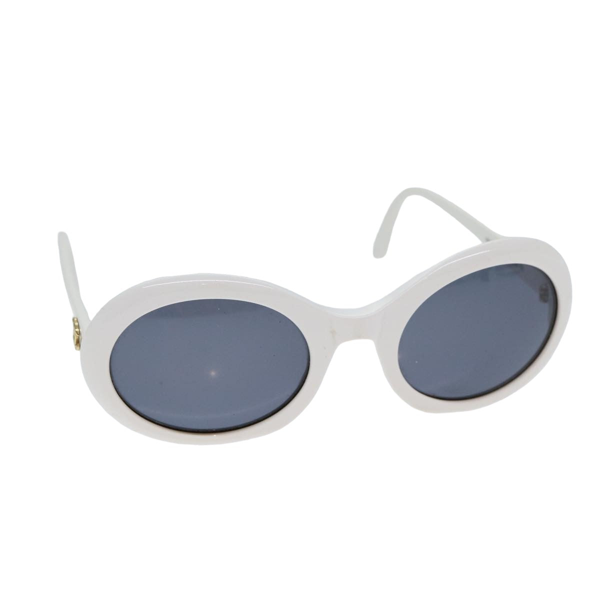 CHANEL Sunglasses plastic White CC Auth ar12069