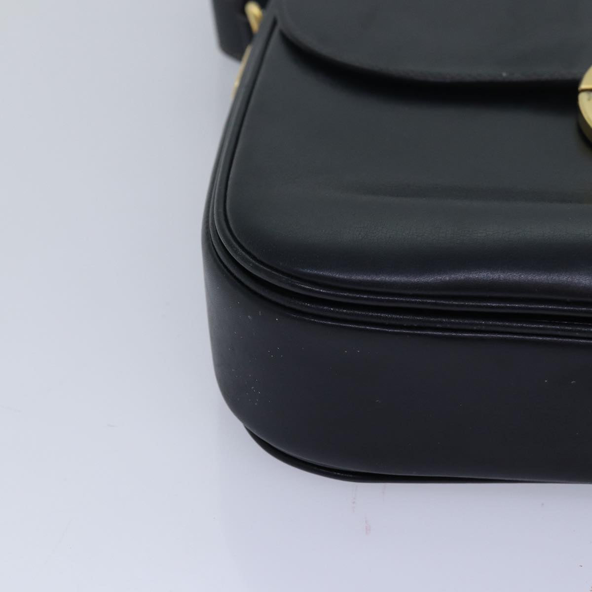 CELINE Shoulder Bag Leather Black Auth ar12071