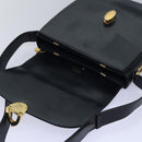 CELINE Shoulder Bag Leather Black Auth ar12071-9