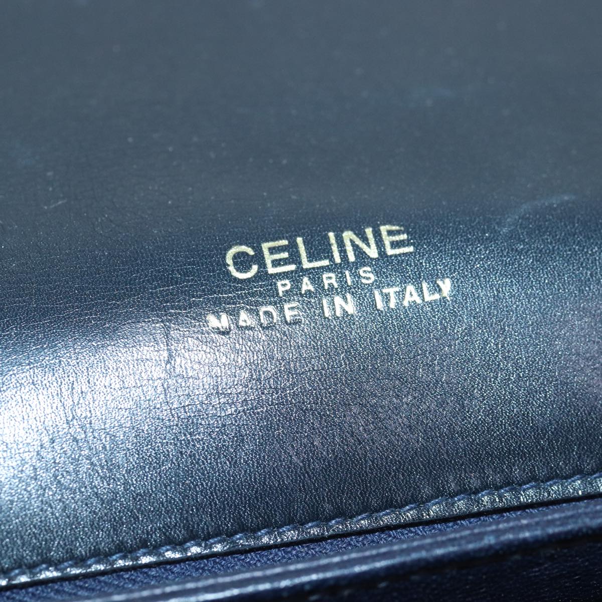 CELINE Shoulder Bag Leather Black Auth ar12071