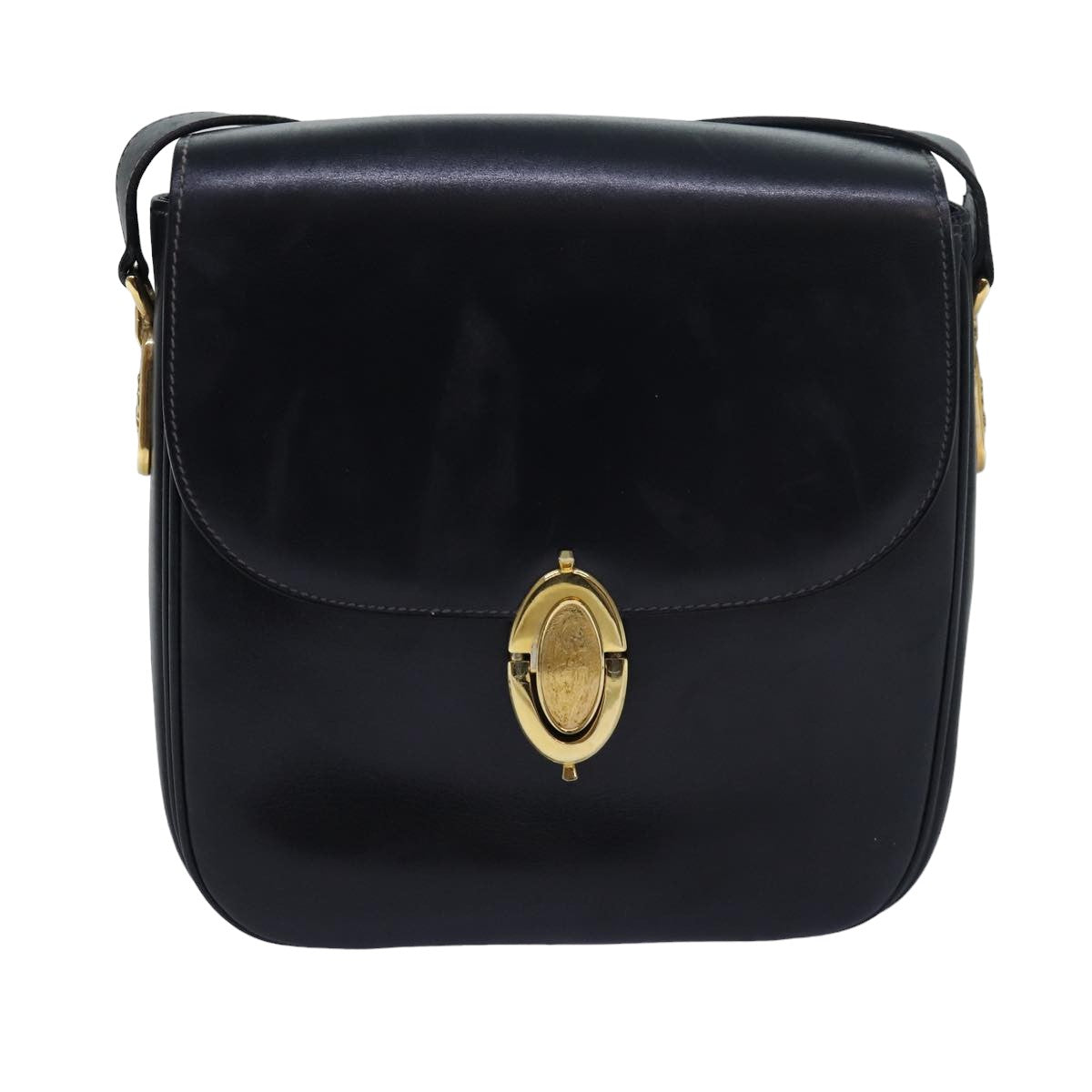 CELINE Shoulder Bag Leather Black Auth ar12071