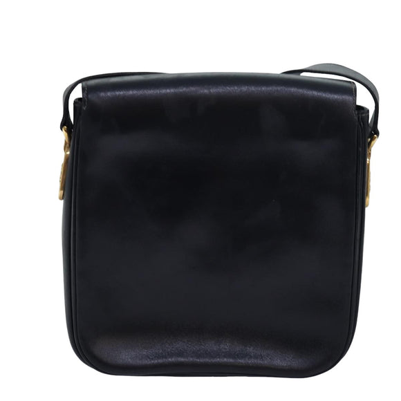 CELINE Shoulder Bag Leather Black Auth ar12071