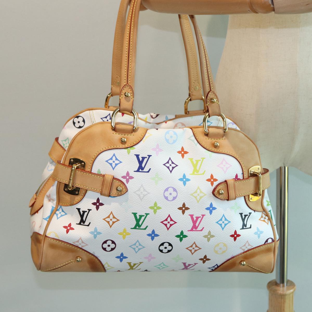 LOUIS VUITTON Monogram Multicolor Claudia Hand Bag White M40193 LV Auth ar12080