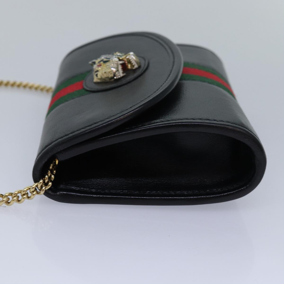 GUCCI Raja Ophidia Web Sherry Line Chain Bag Leather Black 573797 Auth ar12088