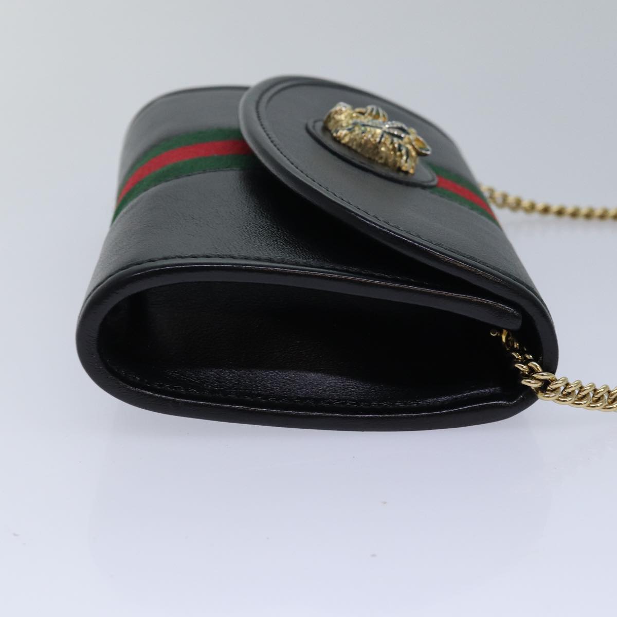 GUCCI Raja Ophidia Web Sherry Line Chain Bag Leather Black 573797 Auth ar12088