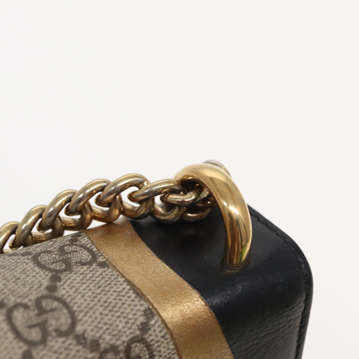 GUCCI Padlock GG Supreme Chain Shoulder Bag PVC Beige 432182 Auth ar12095