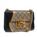 GUCCI Padlock GG Supreme Chain Shoulder Bag PVC Beige 432182 Auth ar12095-1
