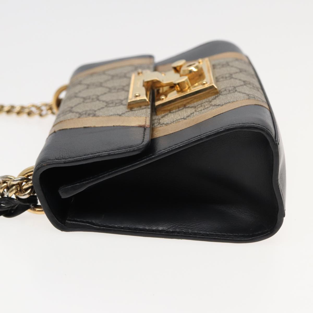 GUCCI Padlock GG Supreme Chain Shoulder Bag PVC Beige 432182 Auth ar12095