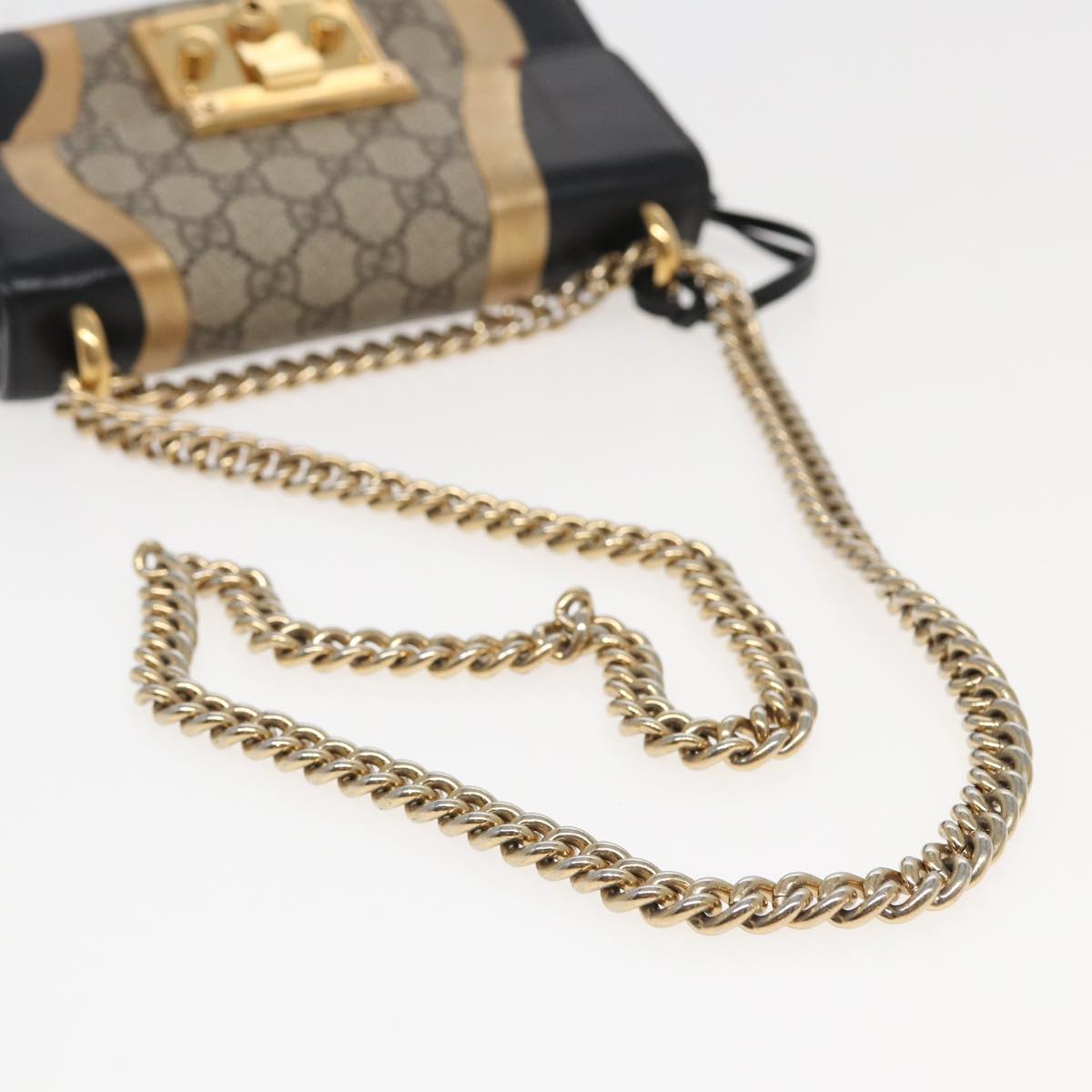 GUCCI Padlock GG Supreme Chain Shoulder Bag PVC Beige 432182 Auth ar12095