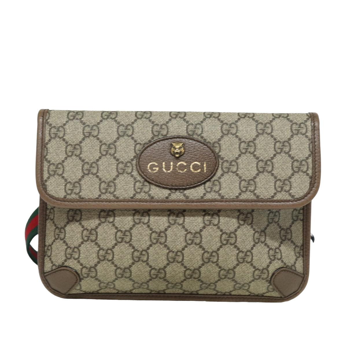 GUCCI GG Supreme Web Sherry Line Waist bag Neo Vintage Beige 493930 Auth ar12117