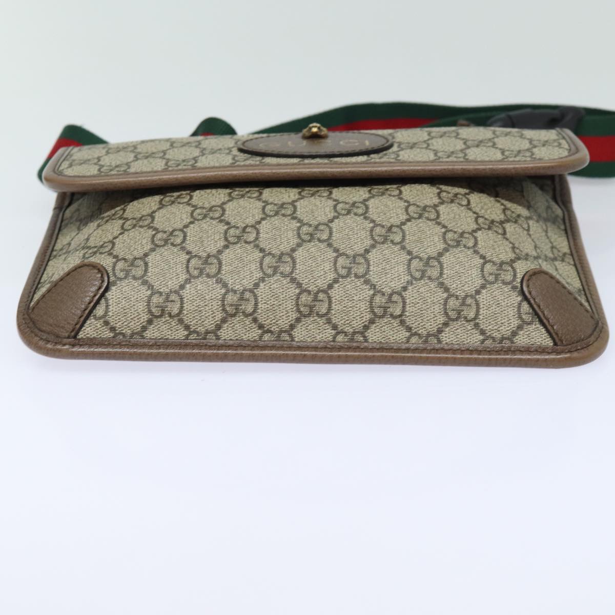 GUCCI GG Supreme Web Sherry Line Waist bag Neo Vintage Beige 493930 Auth ar12117