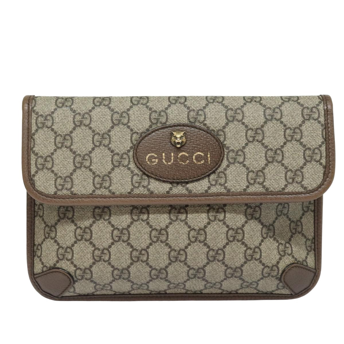 GUCCI GG Supreme Web Sherry Line Waist bag Neo Vintage Beige 493930 Auth ar12117