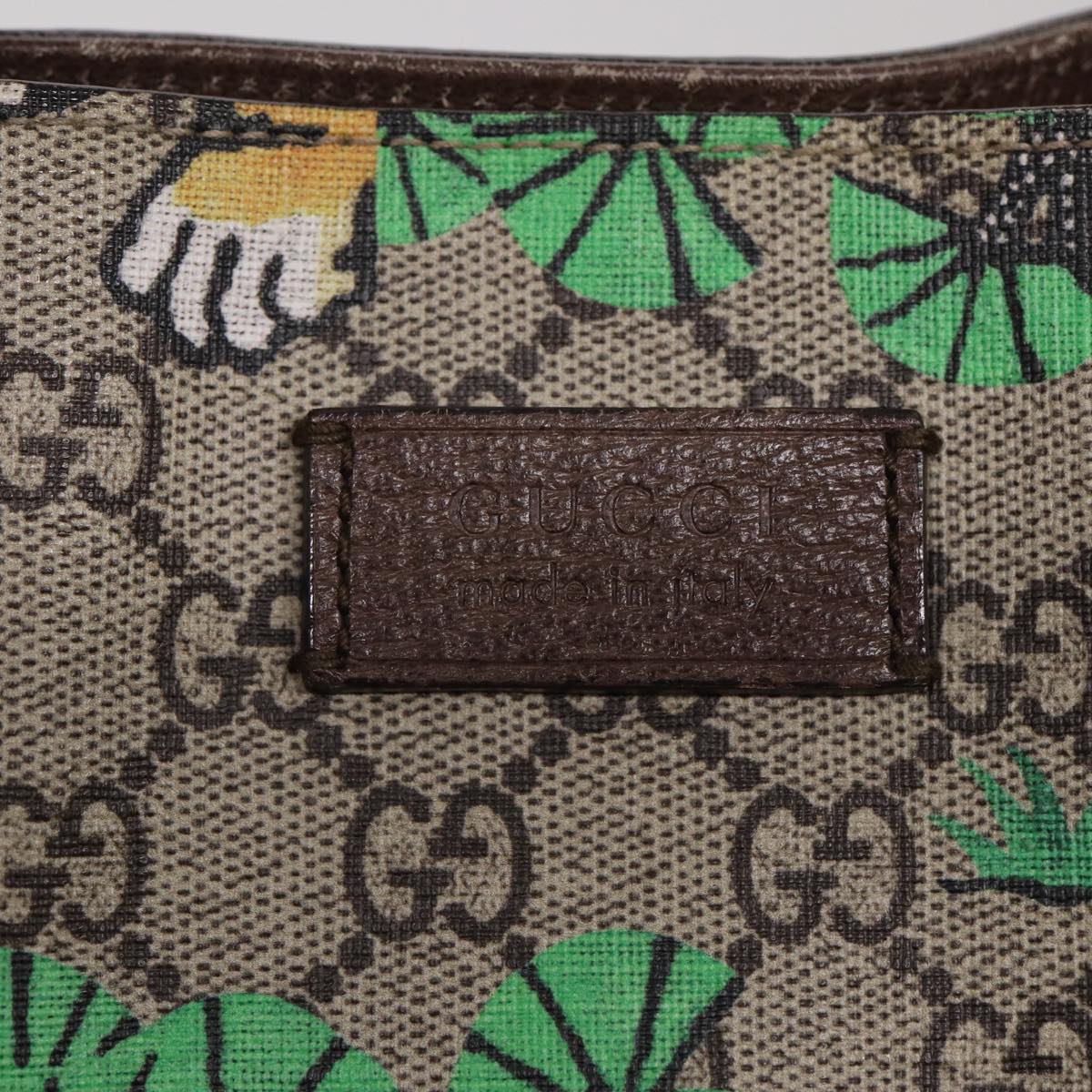 GUCCI GG Canvas Bengal Tiger Tote Bag PVC 2way Beige Green yellow Auth ar12133A