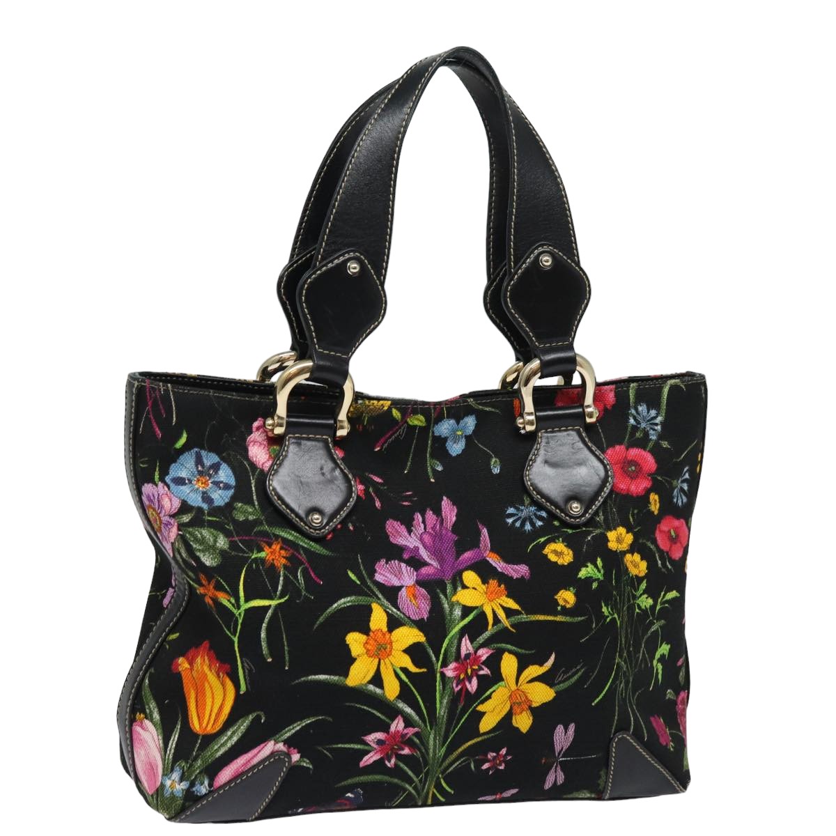 GUCCI Flora Tote Bag Canvas Multicolor 153024 Auth ar12134