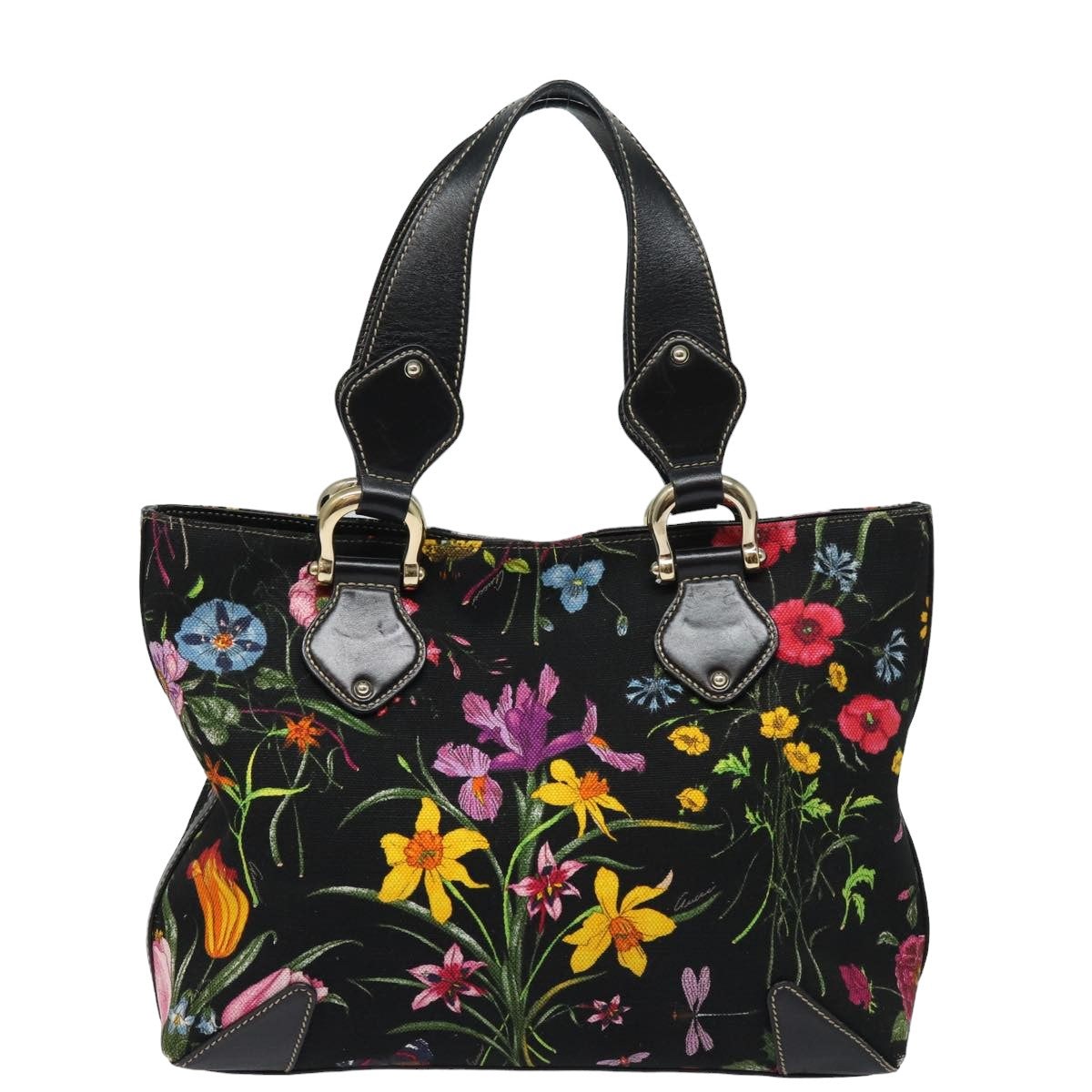 GUCCI Flora Tote Bag Canvas Multicolor 153024 Auth ar12134