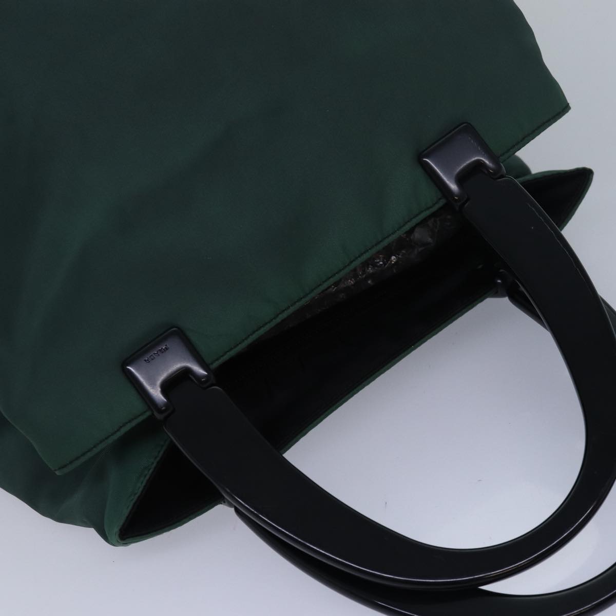 PRADA Hand Bag Nylon Green Auth ar12136