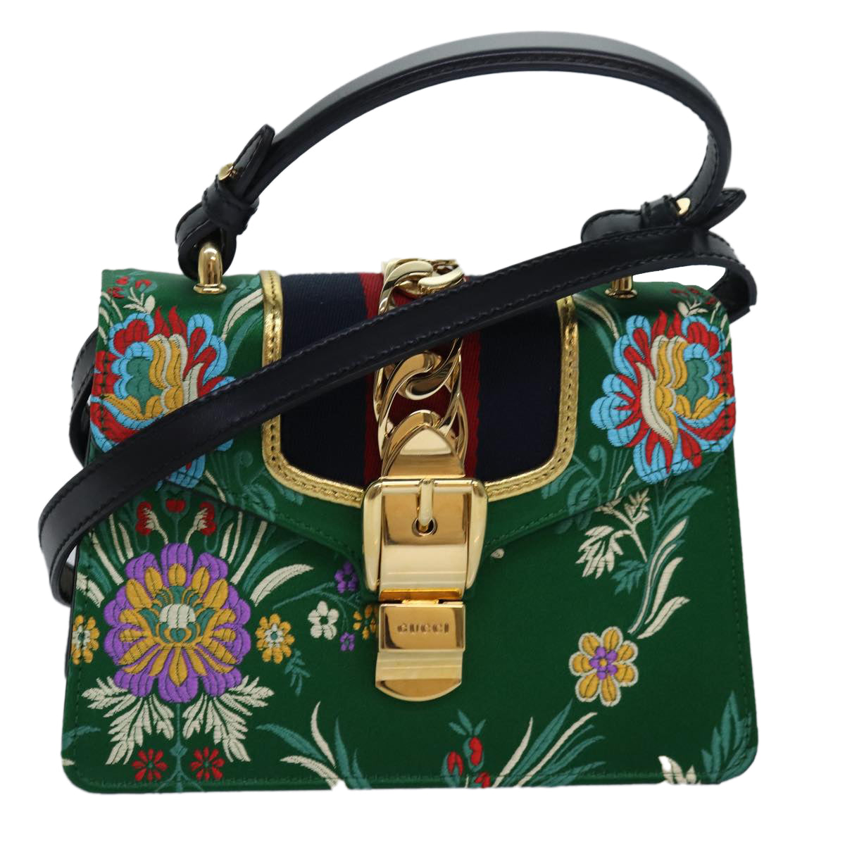 GUCCI Silvi Mini Hand Bag Satin 2way Multicolor 472107 Auth ar12144