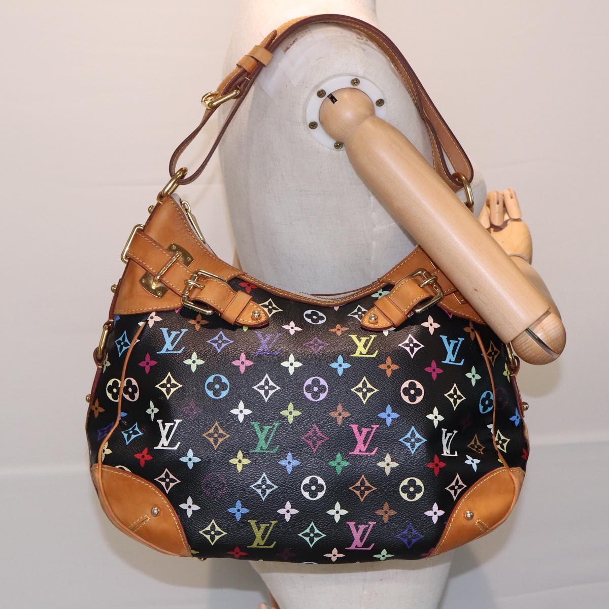 LOUIS VUITTON Monogram Multicolor Greta Shoulder Bag Black M40196 Auth ar12148